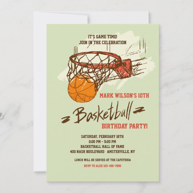 Invitation du fan de basket-ball (Devant)