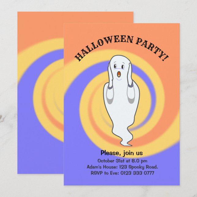 Invitation du fantôme d'Halloween (Devant / Derrière)