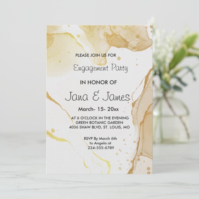Invitation du Fiançailles d'or de l'aquarelle mode (Debout devant)