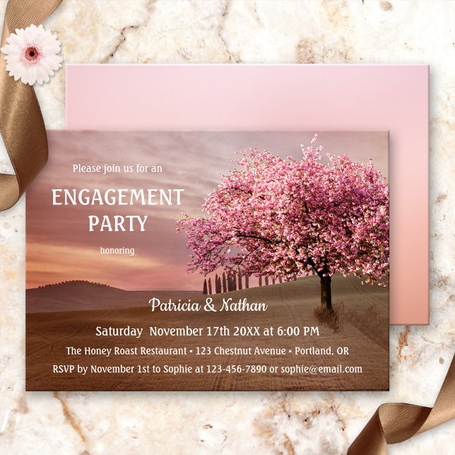 Invitation du Fiançailles du paysage Cherry Blosso (Créateur téléchargé)
