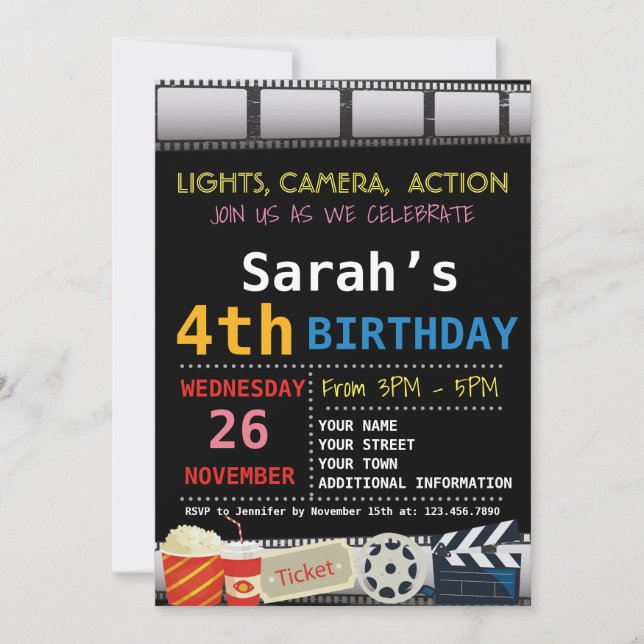 INVITATION DU FILM D'ANNIVERSAIRE (Devant)