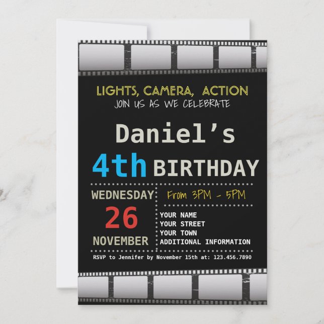 INVITATION DU FILM D'ANNIVERSAIRE (Devant)