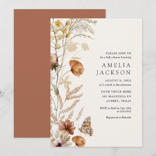Invitation du Fleur sauvage Boho Fall Baby shower