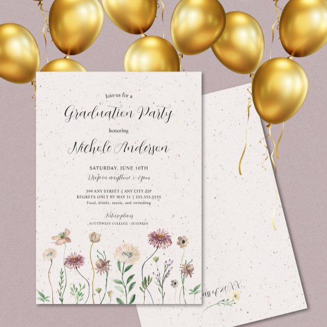Invitation du Fleur sauvage Boho Graduation Party (Créateur téléchargé)
