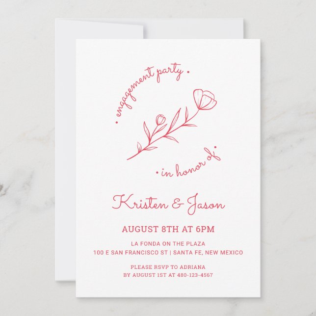 Invitation du fleur sauvage Engagement Party en Ro (Devant)