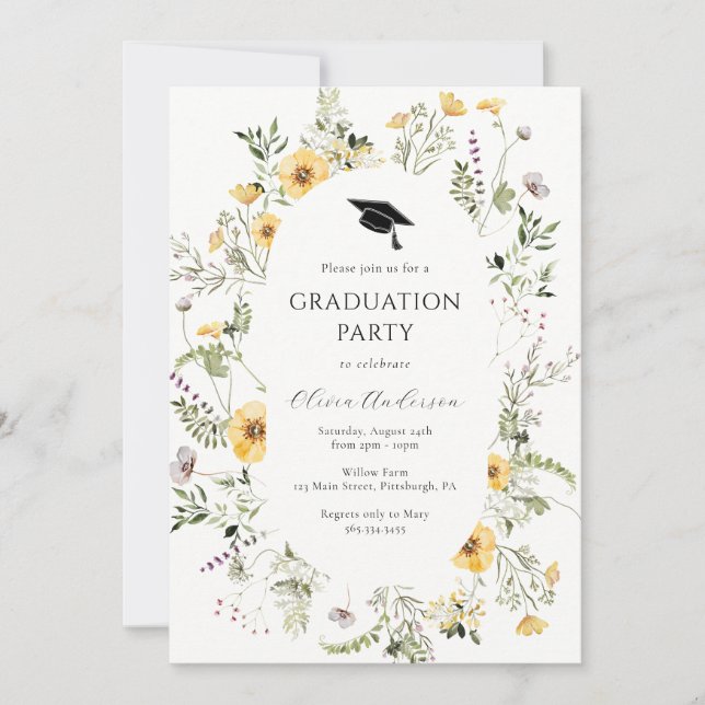 Invitation du fleur sauvage Graduation Party (Devant)