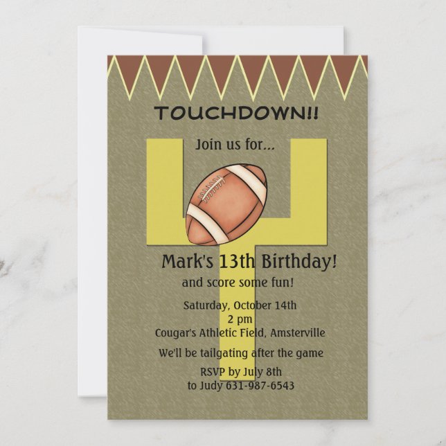 Invitation du football de touchdown (Devant)