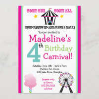 Invitation du Fun & Games Girl's Carnival Party