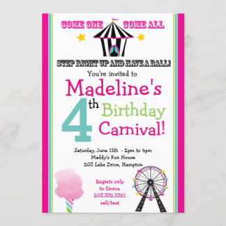 Invitation du Fun & Games Girl's Carnival Party