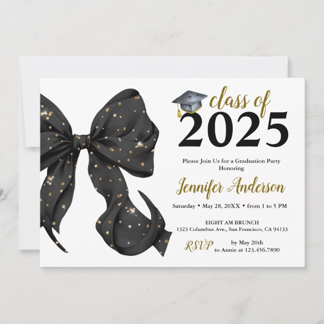 Invitation du Glamor Black/Gold Bow (Devant)