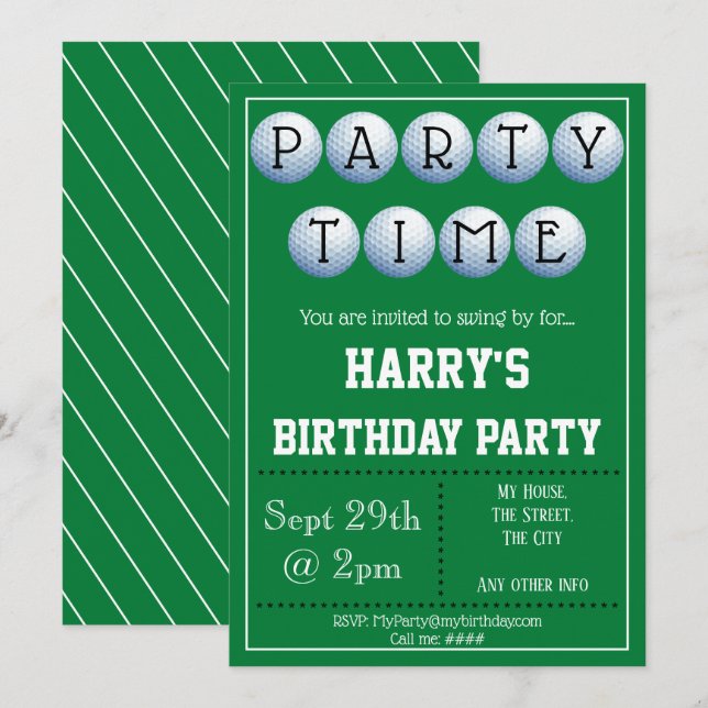 Invitation du Golf Party (Devant / Derrière)