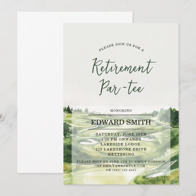 Invitation du Golfing Retirement Party (Devant / Derrière)
