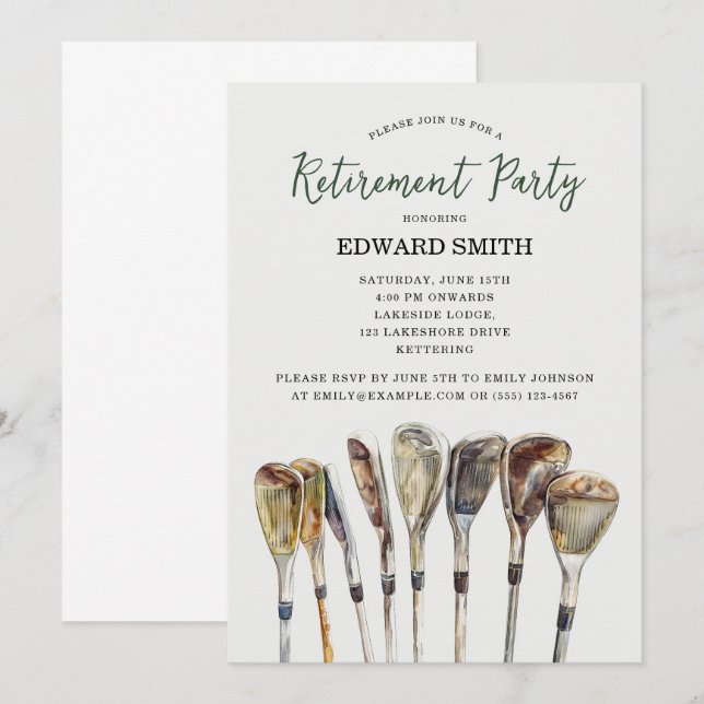 Invitation du Golfing Retirement Party (Devant / Derrière)