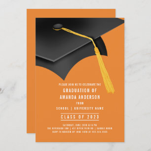 Invitation du Grad Casquette Orange Graduation Par