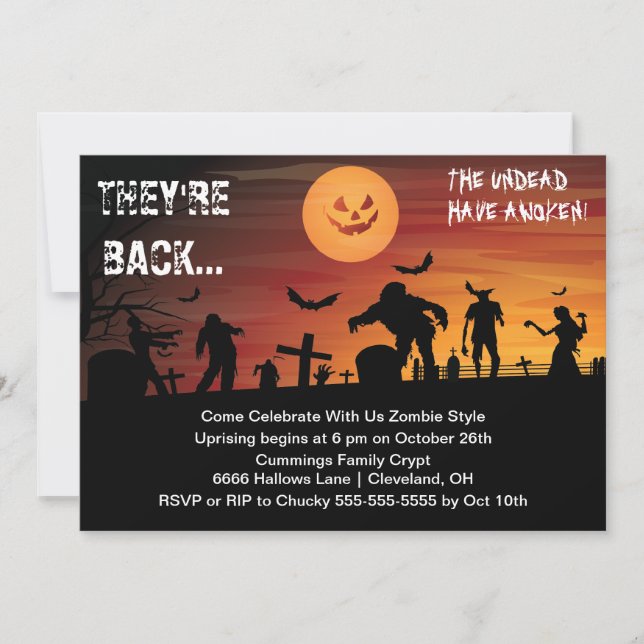 Invitation du Graveyard Zombie Halloween Party (Devant)