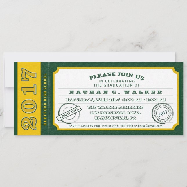 Invitation du Green & Gold Ticket Party 2017 (Devant)