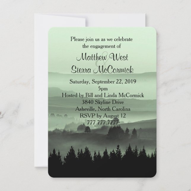 Invitation du Green Rustic Mountain Engagement Par (Devant)