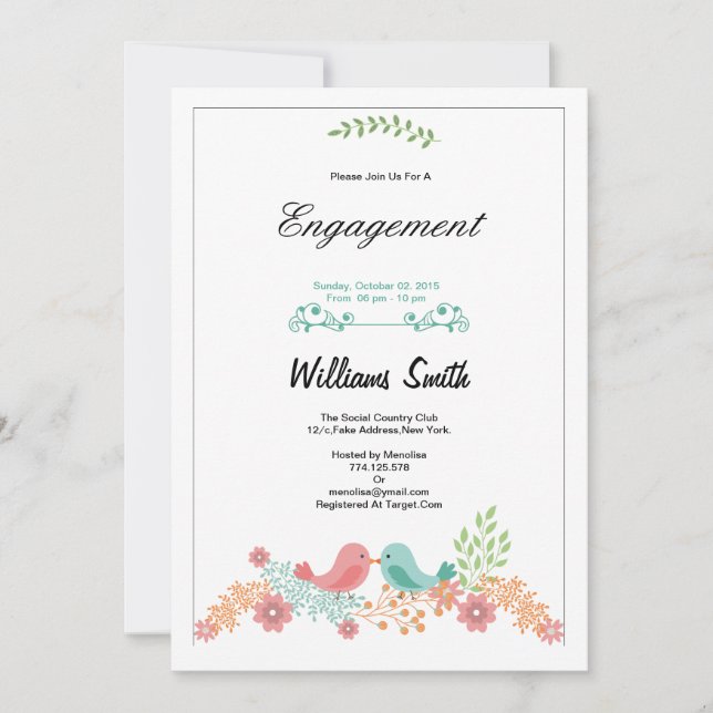 Invitation du groupe d'engagement floral romantiqu (Devant)