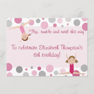 Invitation du Gymnastique Party Pink and Grey