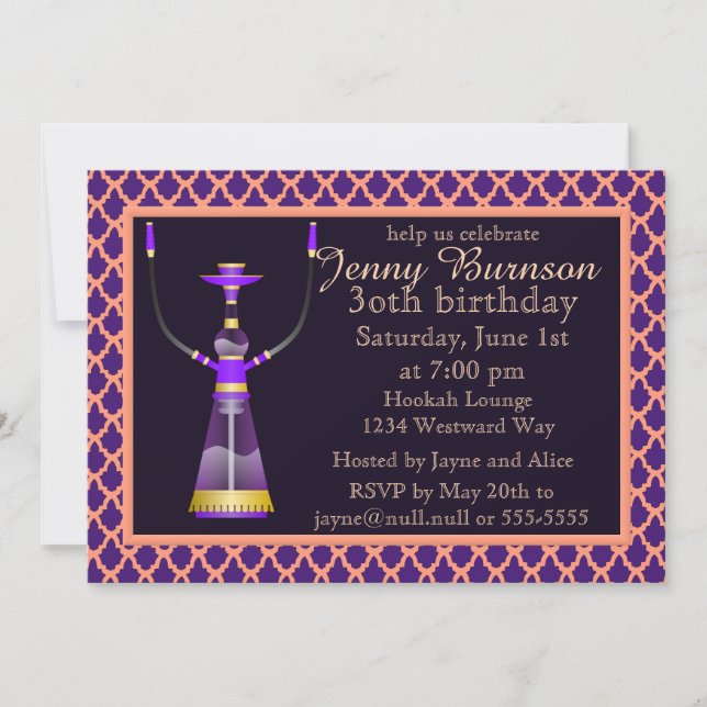 Invitation du Hookah Party des nuits arabes (Devant)