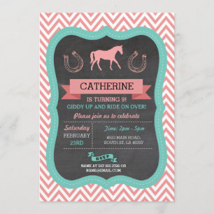 Invitation du Horse Riding Party Chevron Pony Invi