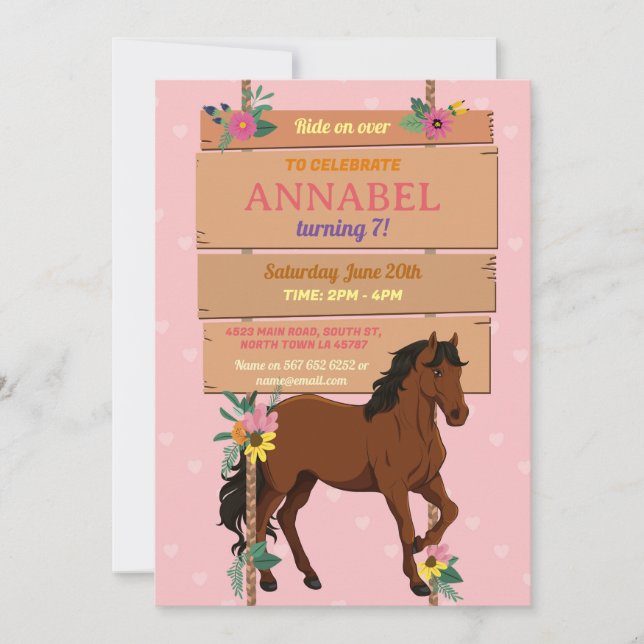 Invitation du Horse Riding Party Pony Wood Invitat (Devant)