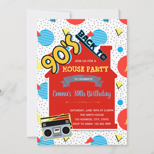Invitation du House Party des années 90 (Devant)