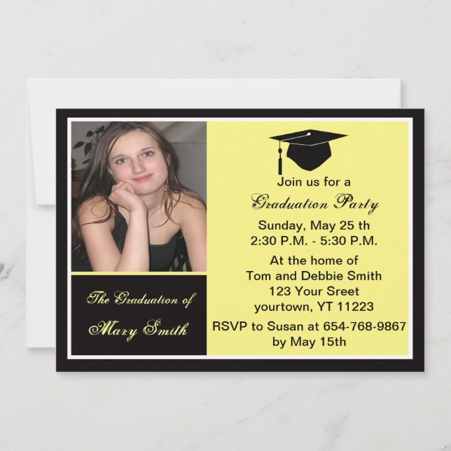 Invitation du Jaune Photo Graduation Party (Devant)
