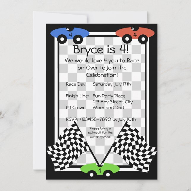 Invitation du jour de la course (Devant)