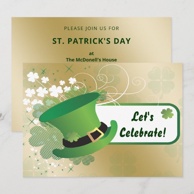 Invitation du Jour de la Saint Patrick shamrock (Devant / Derrière)