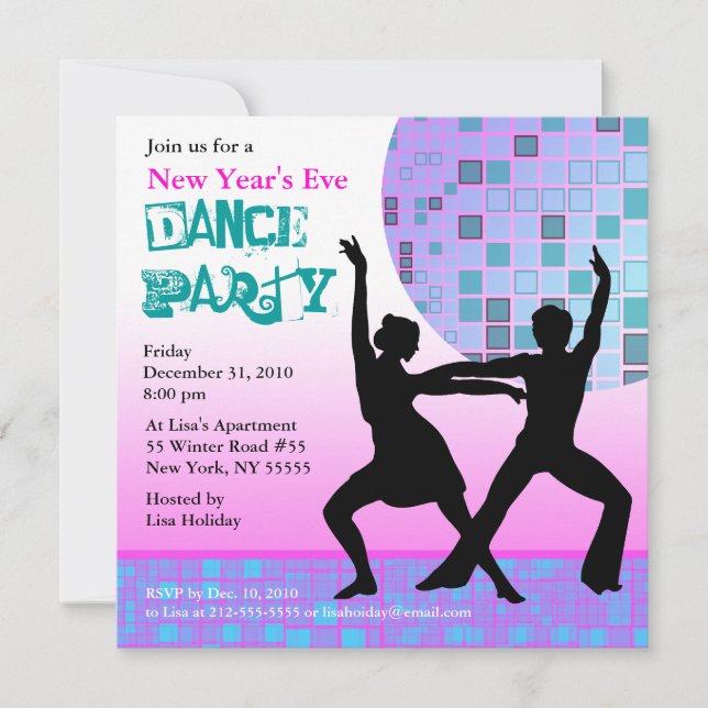 Invitation du Jour de la Soirée dansante Disco ros (Devant)