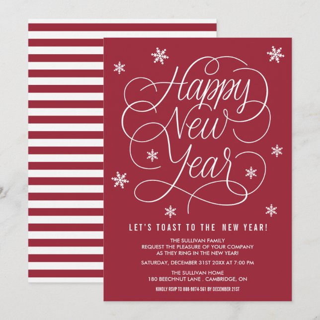 Invitation du Jour de l'An à la fête de la Réveill (Devant / Derrière)