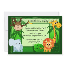 Invitation du Jour de l'anniversaire de la Jungle