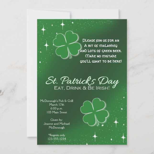 Invitation du Jour de l'Saint Patrick Green Lucky  (Devant)