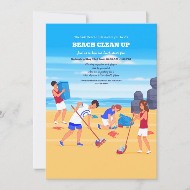 Invitation du jour de nettoyage de plage (Devant)