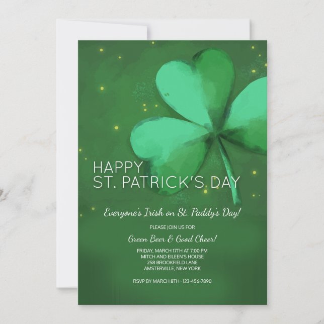 Invitation du jour de St Patrick d'aquarelle (Devant)