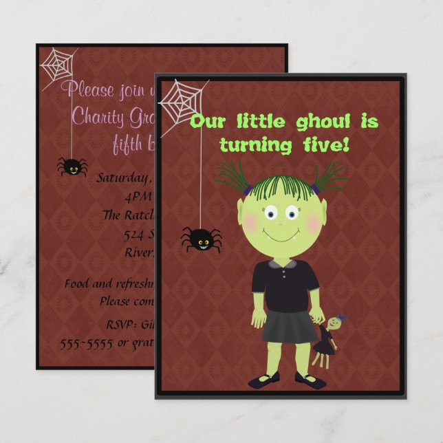 Invitation du Little Ghoul Party (Devant / Derrière)