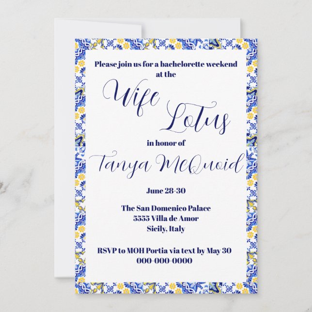 Invitation du Lotus Bachelorette Party "Femme" (Devant)