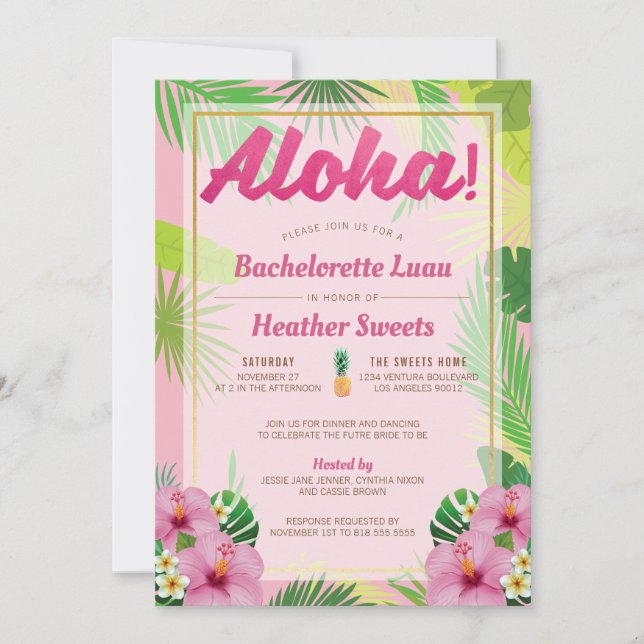 Invitation du Luau Bachelorette Party (Devant)