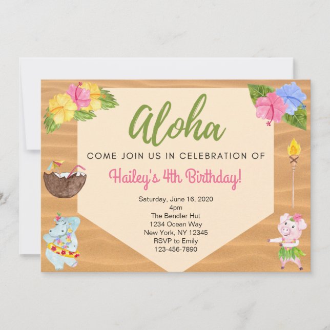 Invitation du Luau Party (Devant)