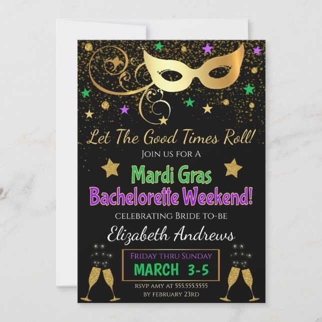 Invitation du Mardi Gras Bachelorette Party (Devant)