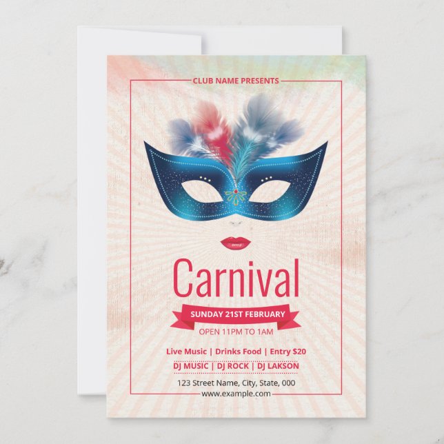 Invitation du Mardi Gras Party (Devant)