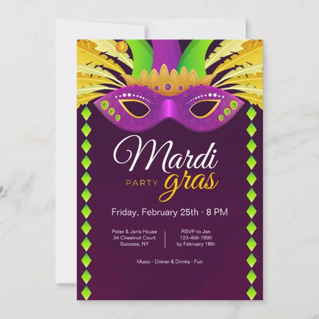Invitation du Mardi Gras Party (Devant)
