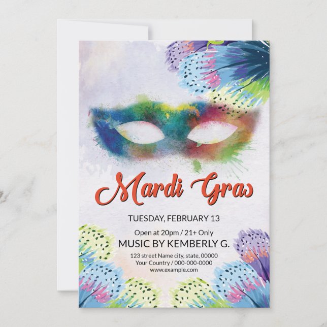 Invitation du Mardi Gras Party (Devant)
