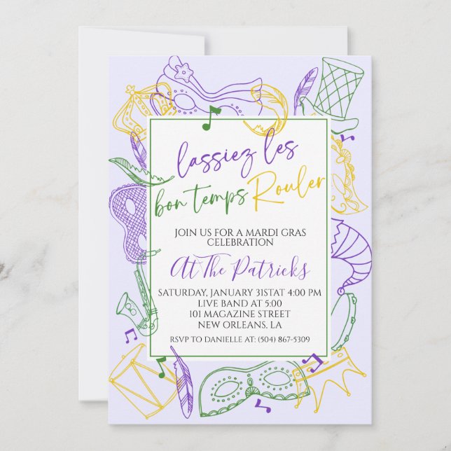 Invitation du Mardi Gras Party (Devant)