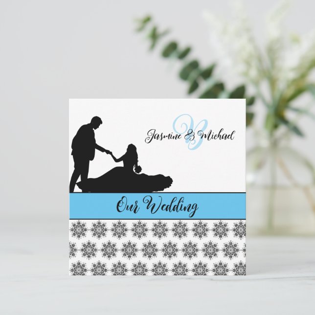 Invitation du mariage Couple Mariage damassé (Debout devant)