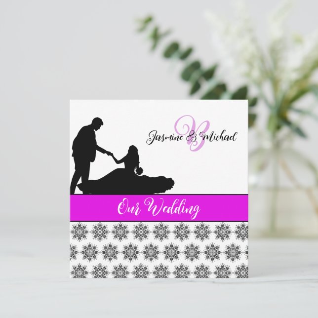 Invitation du mariage Couple Mariage damassé (Debout devant)