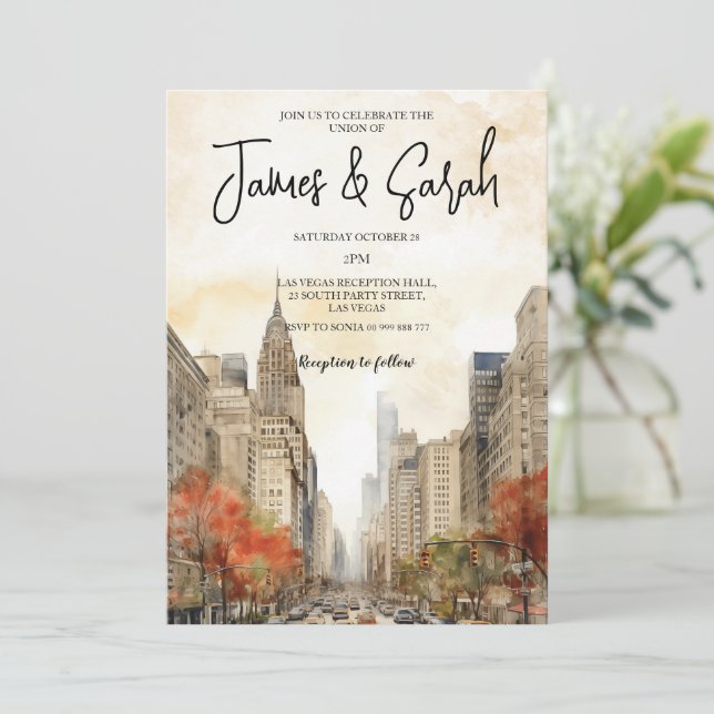 Invitation du Mariage de destination du paysage de (Debout devant)