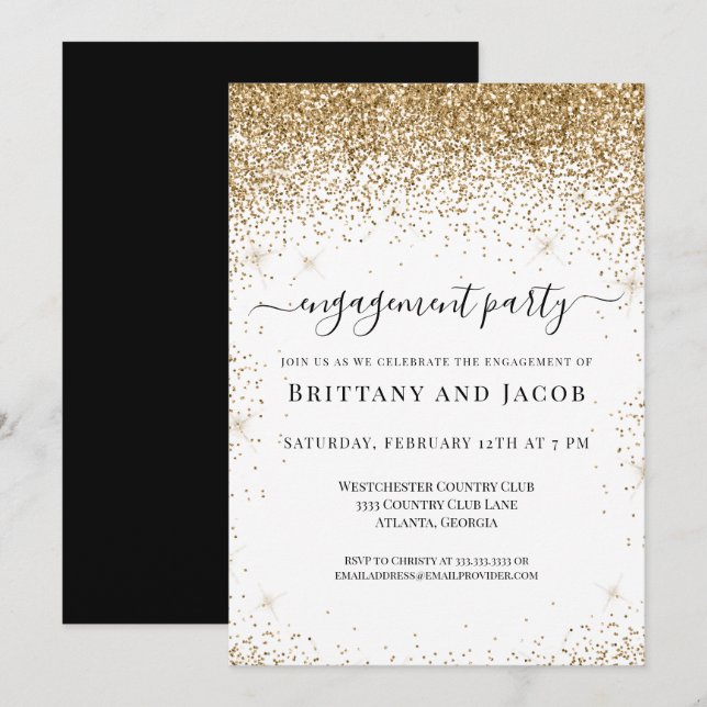 Invitation du Mariage de la Parties scintillant d' (Devant / Derrière)