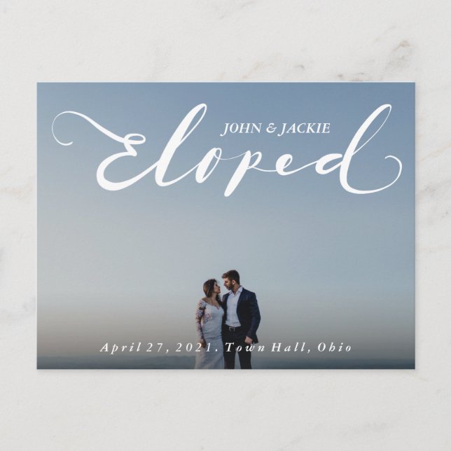 Invitation du Mariage Eloped moderne chic post-par (Devant)